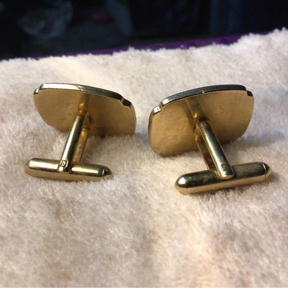 Men's Gold-Tone Square Cufflinks - Polished Brushed Finish